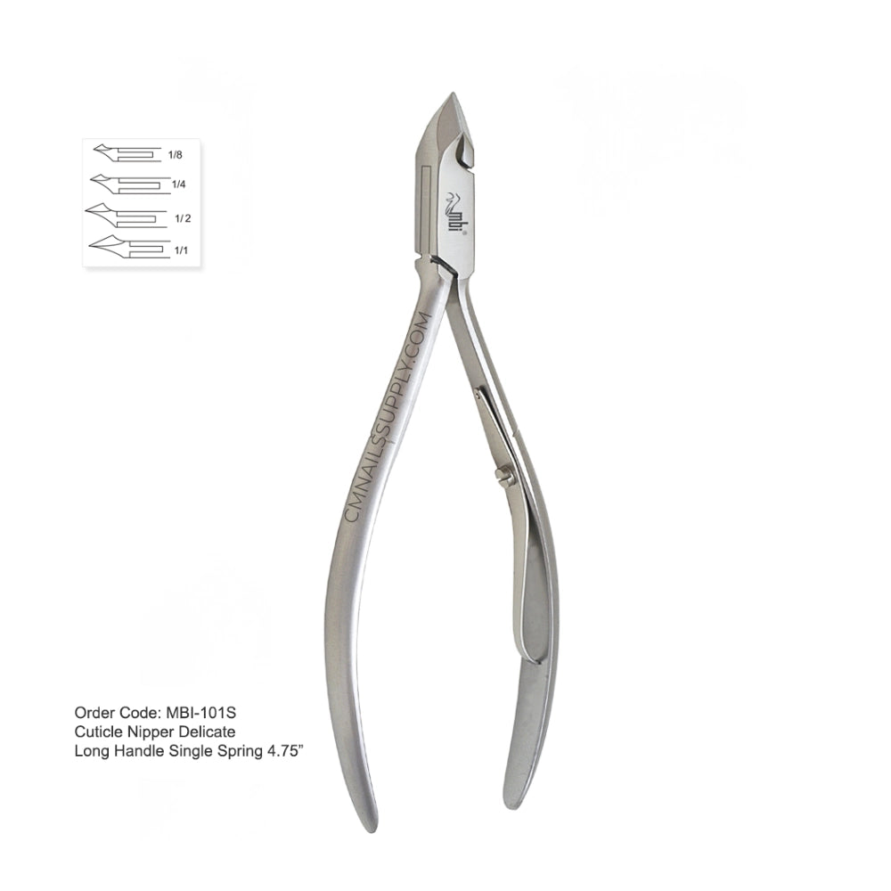 MBI-101S Cuticle Nipper Single Spring 4.75" - Long Handle Professional Cuticle Cutter