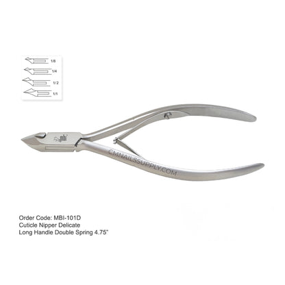 Cuticle Nipper 4.75" Long Handle Double Spring - MBI-101D Professional Cuticle Cutter