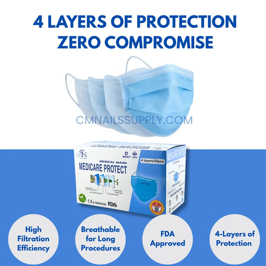 4-ply disposable face mask with adjustable nose bridge for professionals Canada