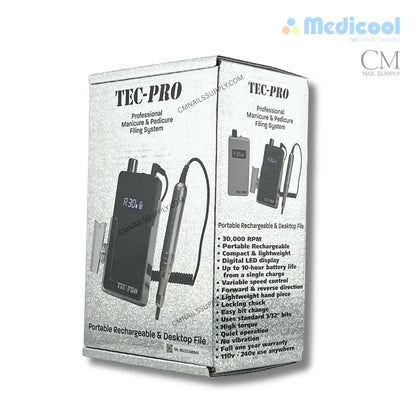 Medicool Tec Pro 30K Brushless Nail Drill | Professional Cordless E-File for Gel Nails, Acrylic & Pedicure