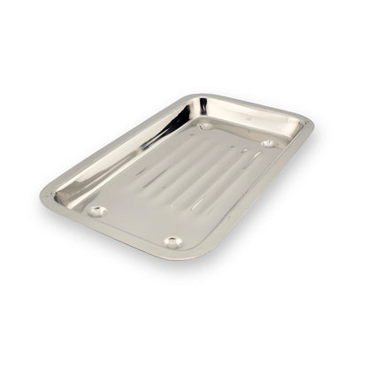 An 8 by 5 inch heavy duty salon implement tray displaying compact sizing for tools