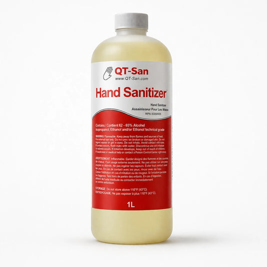 65% hand sanitizer for salons on white background