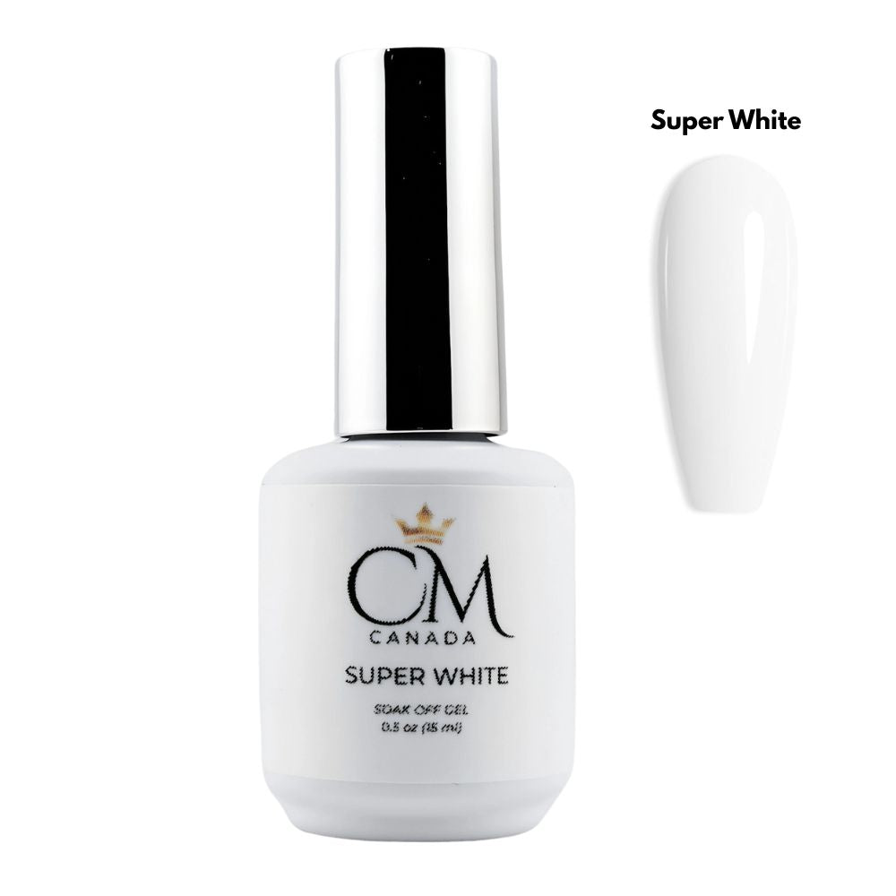 CM Super White Gel Polish 15ml bottle – brightest white gel for French tips and full coverage