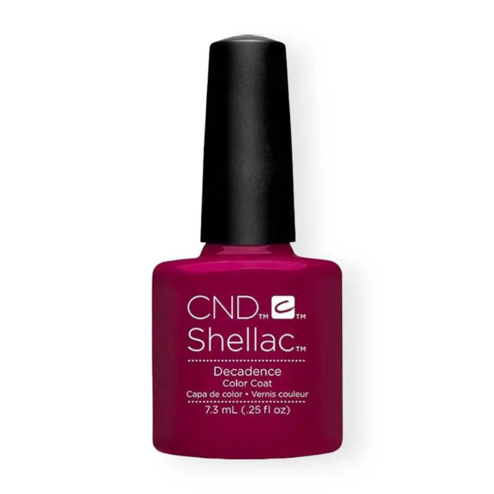 CND Shellac - Decadence gel polish bottle on white background sold at CM Nails Supply in Canada