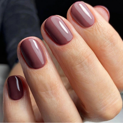 A close-up of a hand with manicured CND Shellac Arrowhead Gel Polish Manicure