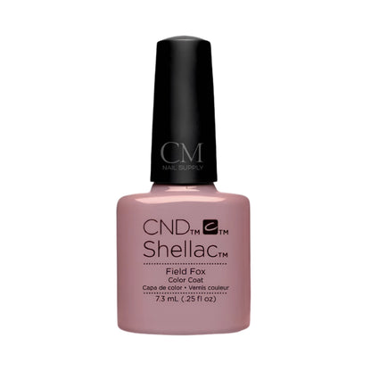 CND Shellac nail polish bottle in Field Fox color on a white background
