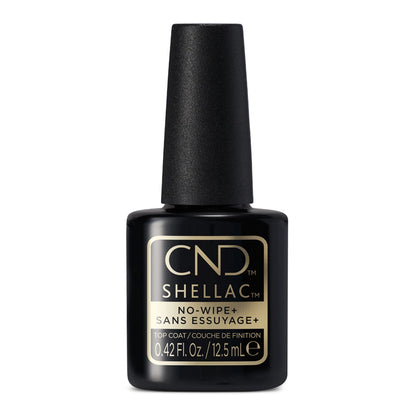CND Shellac No Wipe+ Top Coat 12.5 ml bottle – no wipe gel top coat for professional manicures | CM Nails Supply Canada