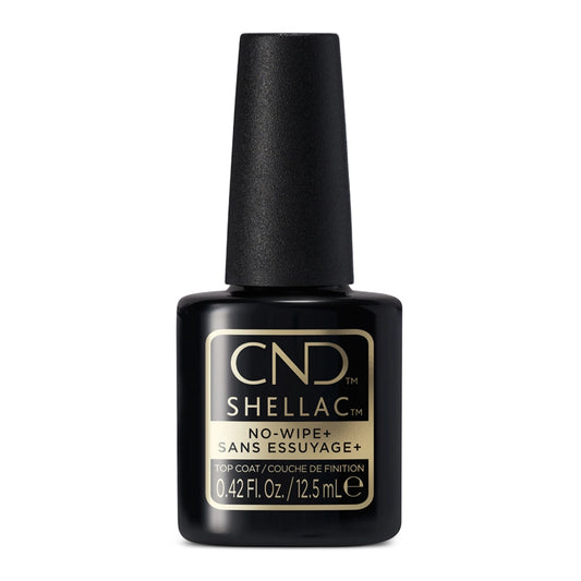 CND Shellac No Wipe+ Top Coat 12.5 ml bottle – no wipe gel top coat for professional manicures | CM Nails Supply Canada