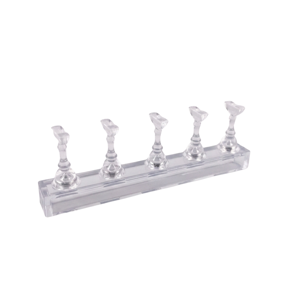 Clear nail stands on a white background