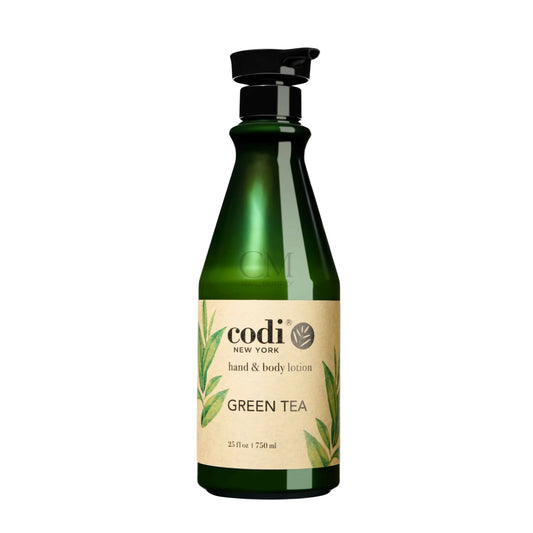 A bottle of Codi New York Hand & Body Lotion in Green Tea scent, made in Korea, sold in Canada at CM Nails Supply