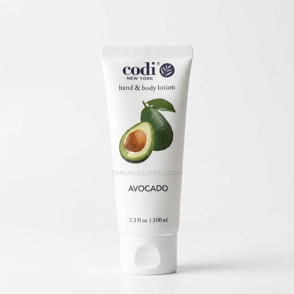 Codi avocado hand and body lotion tube on a white background