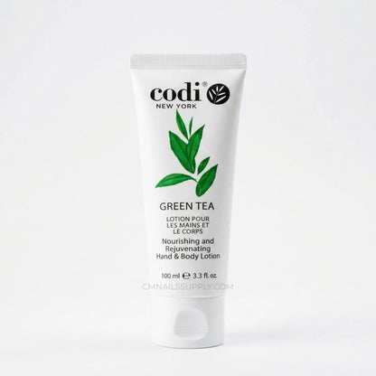 Codi Green Tea lotion bottle on a white background