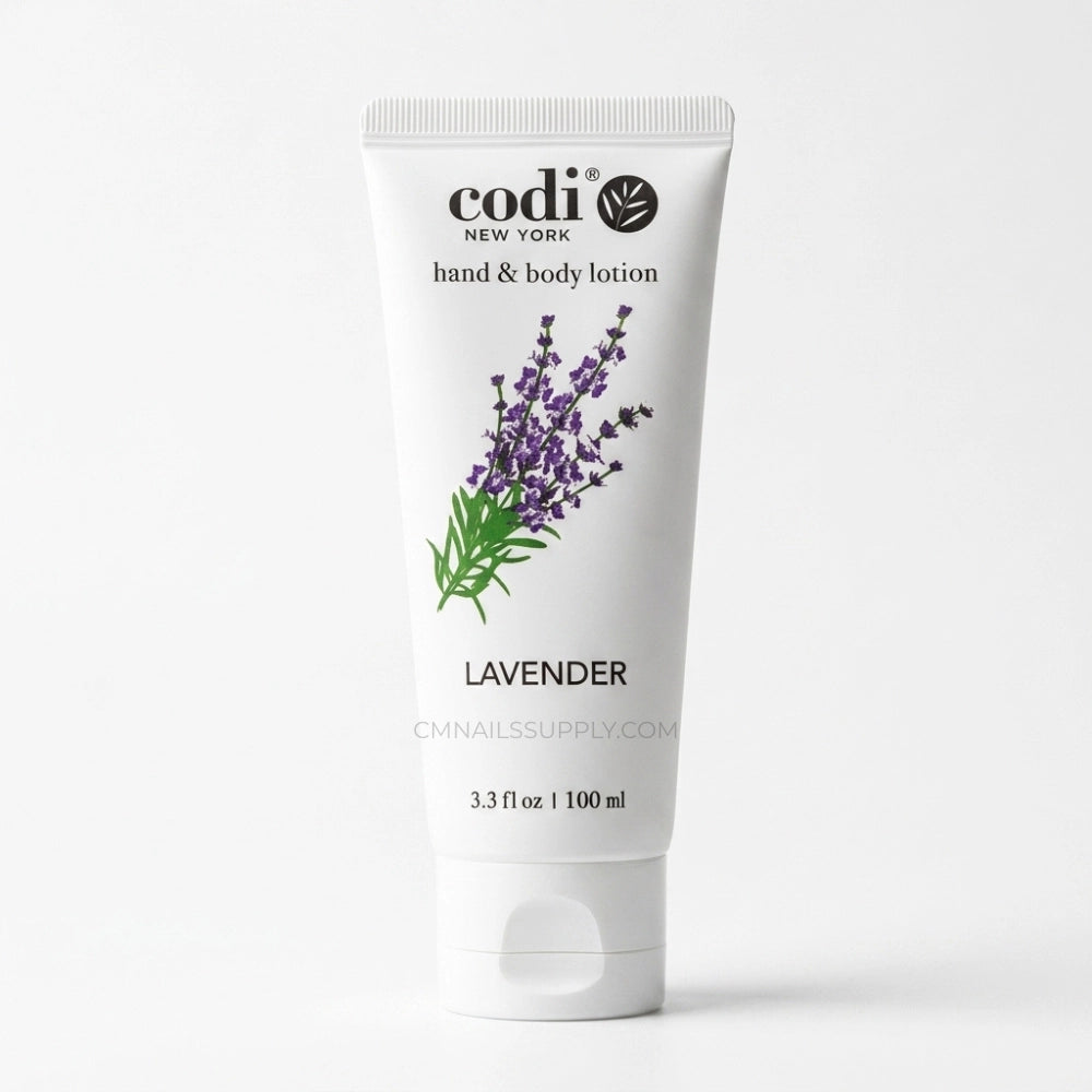 Codi lavender hand and body lotion on a white background