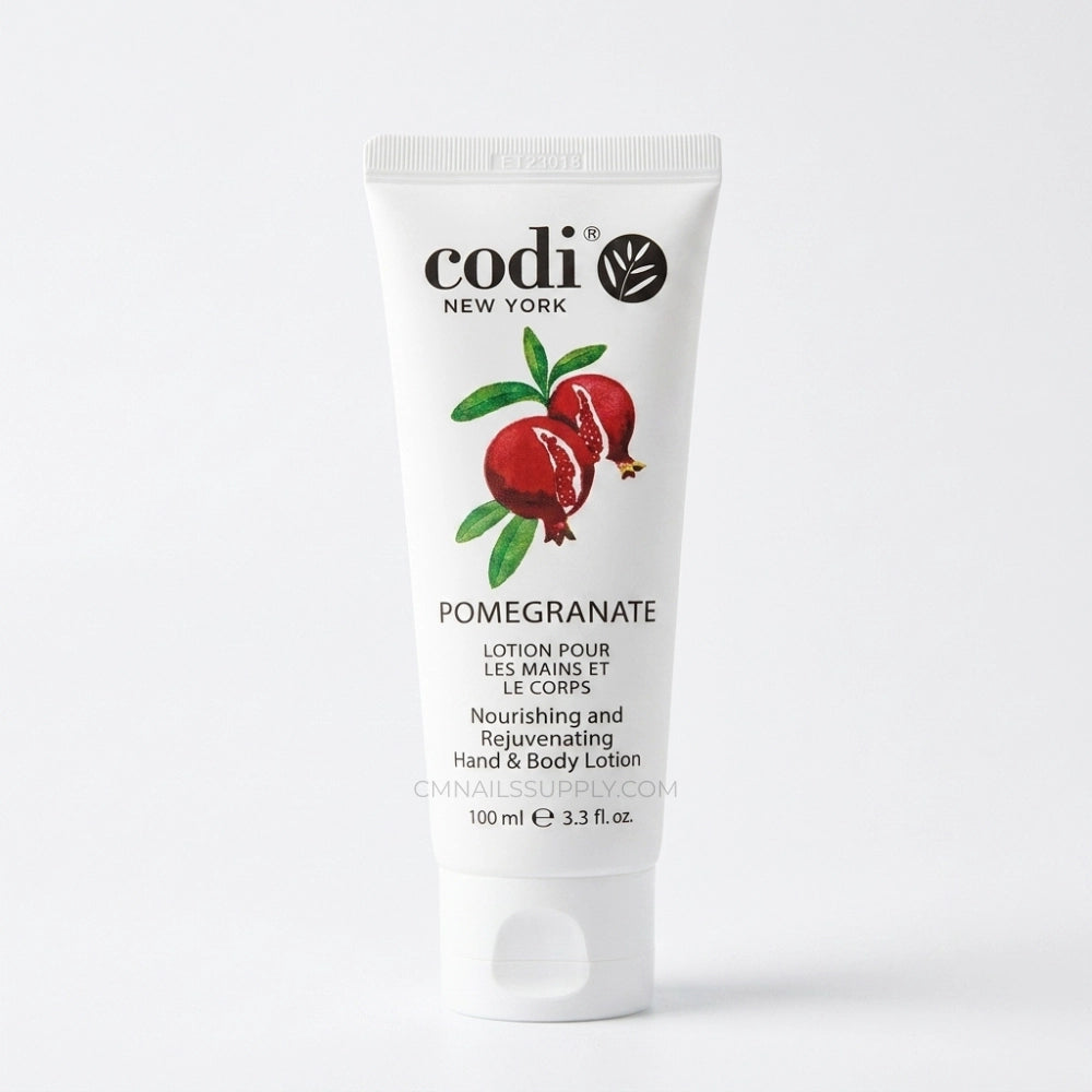 Codi pomegranate lotion tube on a white background