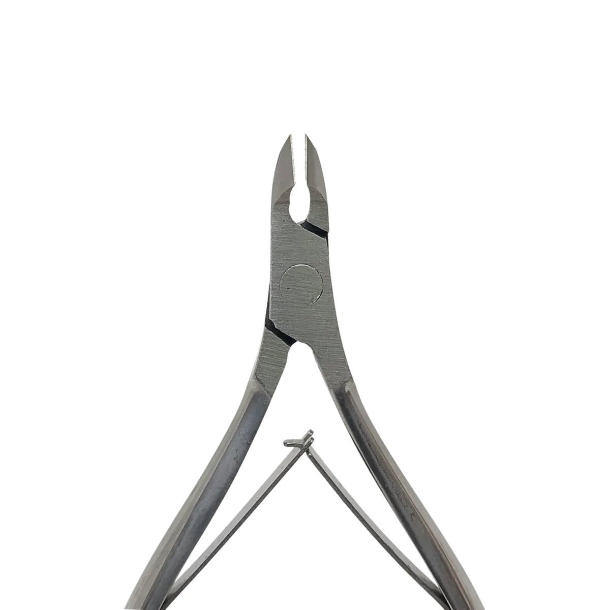A pair of stainless steel nail cuticle clipping nippers, size 14, double spring shown against a plain white background.