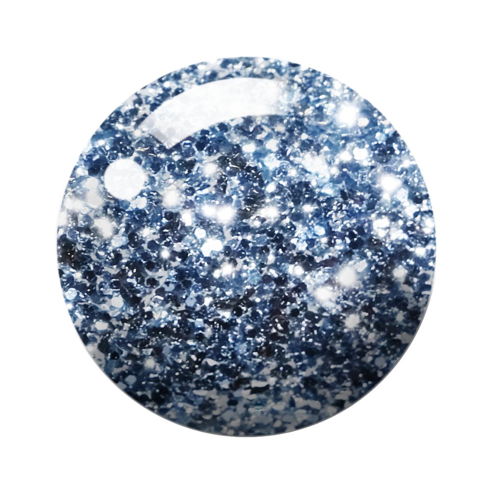 Round blue and white speckled coaster on a white background