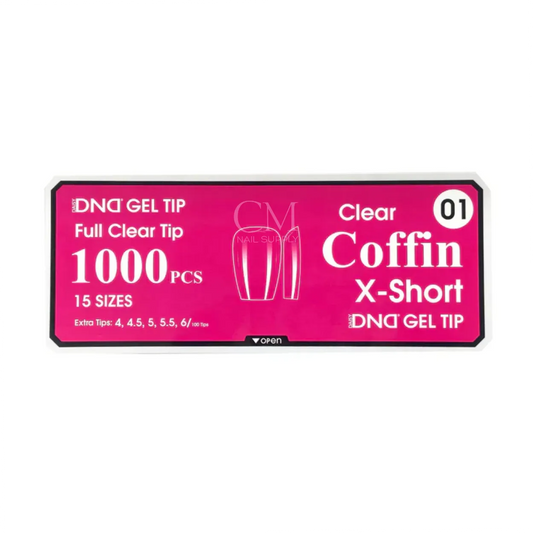 DND Soft Gel Nail Tips 1000pcs Clear Full Cover - X-Short Coffin #01