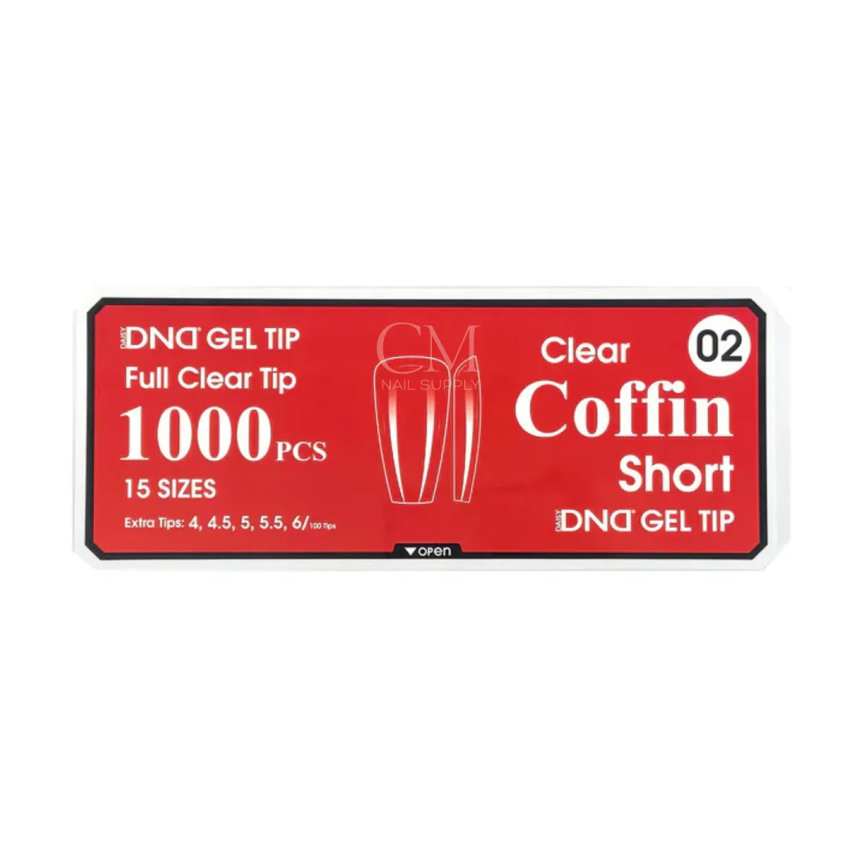 DND Soft Gel Nail Tips 1000pcs Clear Full Cover - #02 Short Coffin