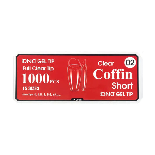 DND Soft Gel Nail Tips 1000pcs Clear Full Cover - #02 Short Coffin