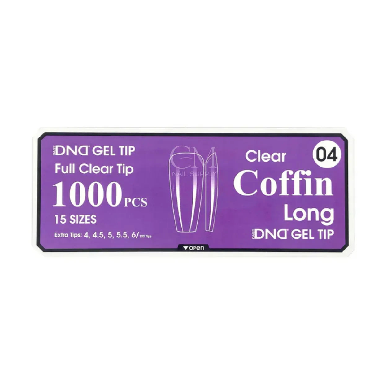 DND Soft Gel Nail Tips 1000pcs Clear Full Cover - Long Coffin #04