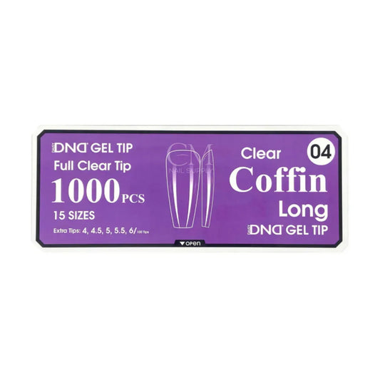 DND Soft Gel Nail Tips 1000pcs Clear Full Cover - Long Coffin #04