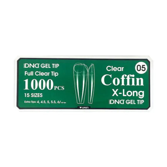 DND Soft Gel Nail Tips 1000pcs Clear Full Cover - X-Long Coffin #05