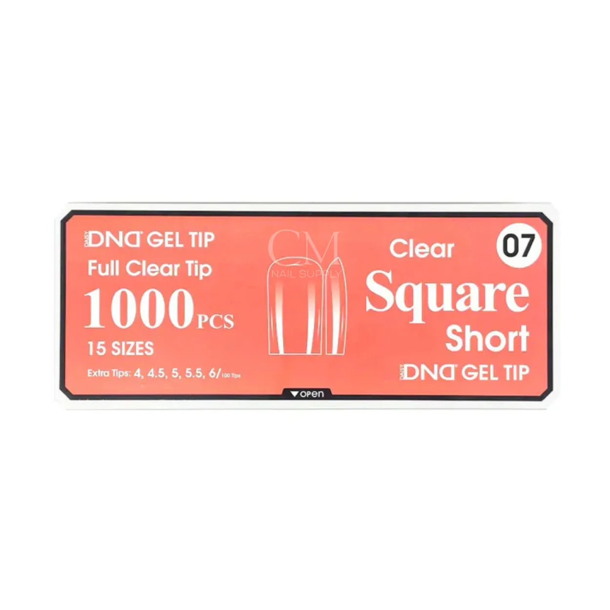 DND Soft Gel Nail Tips 1000pcs Clear Full Cover - Short Square #07