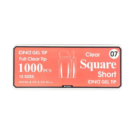 DND Soft Gel Nail Tips 1000pcs Clear Full Cover - Short Square #07