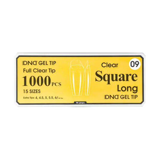 DND Soft Gel Nail Tips 1000pcs Clear Full Cover - Long Square #09