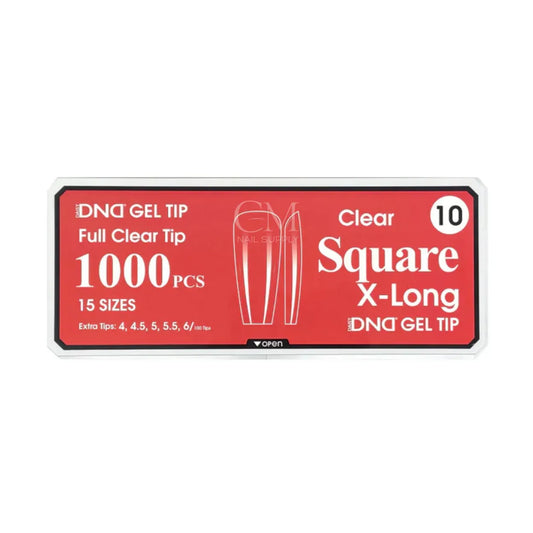 DND Soft Gel Nail Tips 1000pcs Clear Full Cover - X-Long Square #10