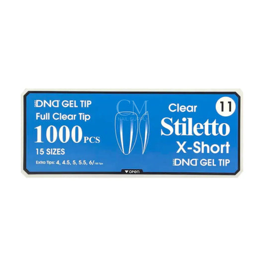DND Soft Gel Nail Tips 1000pcs Clear Full Cover - X-Short Stiletto #11