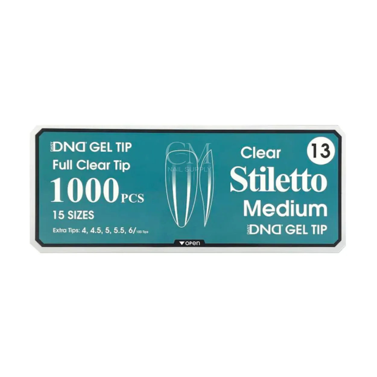 DND Soft Gel Nail Tips 1000pcs Clear Full Cover - Medium Stiletto #13