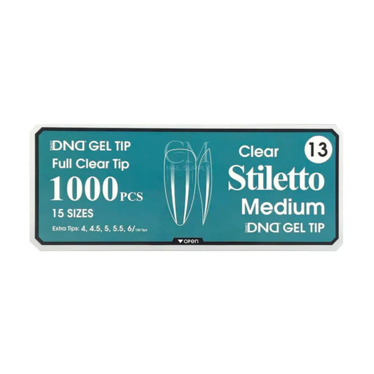 DND Soft Gel Nail Tips 1000pcs Clear Full Cover - Medium Stiletto #13
