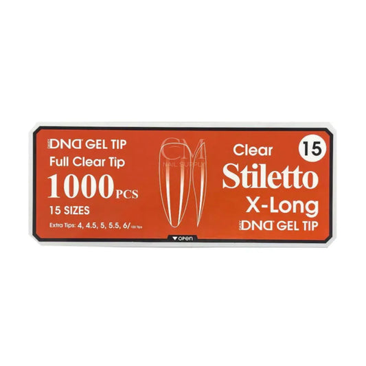 DND Soft Gel Nail Tips 1000pcs Clear Full Cover - X-Long Stiletto #15