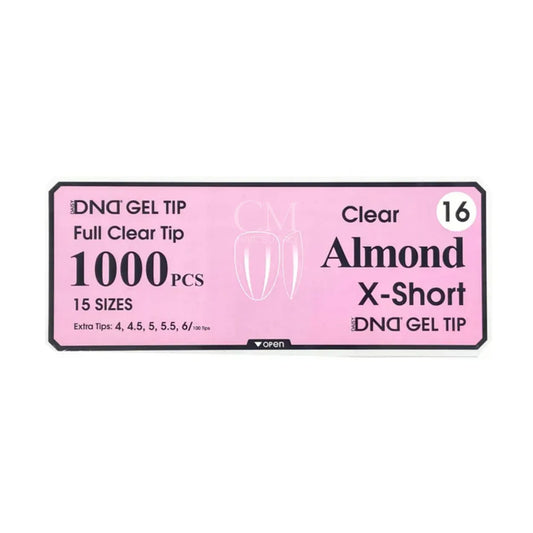 DND Soft Gel Nail Tips 1000pcs Clear Full Cover - X-Short Almond #16