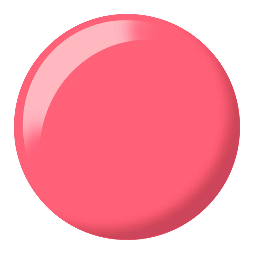 DND 454 Fiery Flamingo nail colour swatch – bold flamingo pink gel and lacquer sold at CM Nails Supply Canada