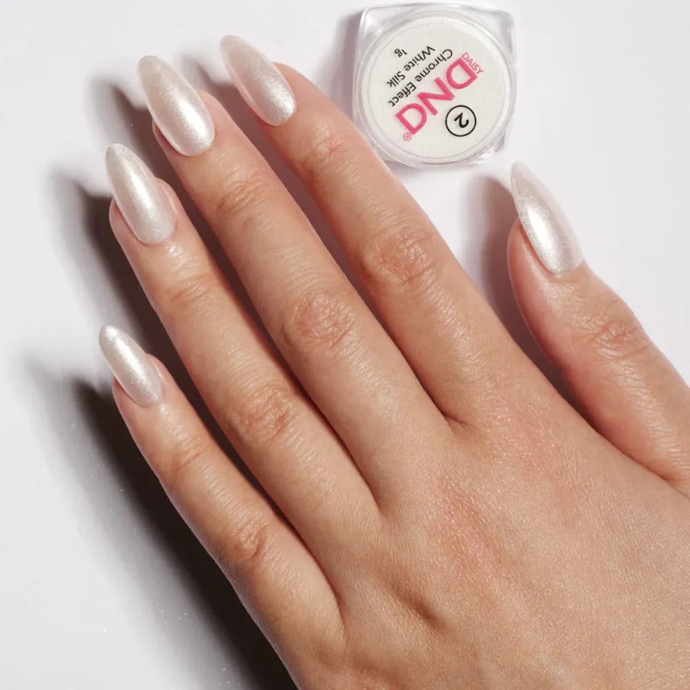 DND Chrome Effect White Silk #02 - CM Nails & Beauty Supply