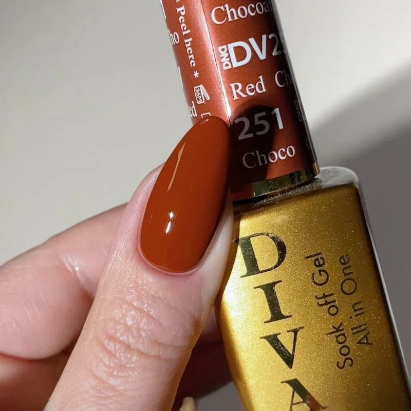 DIVA #251 Chocolate Red Diva - Diva Duo Gel & Lacquer - CM Nails & Beauty Supply