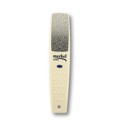Dual Sided Merkel Foot File, Medium/Coarse 100% Stainless Steel on white background