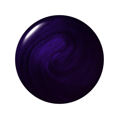 A circular color swatch showing a glossy, deep purple OPI Don't Over Ink It gel polish with a subtle swirling texture, set against a plain white background.