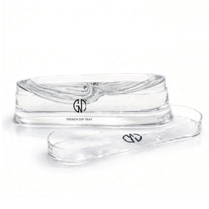 Clear French dip tray with 'GND Canada' logo on a white background