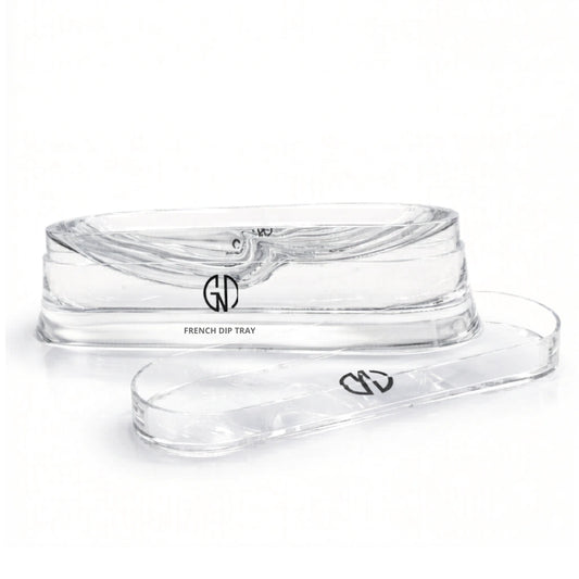 Clear French dip tray with 'GND Canada' logo on a white background