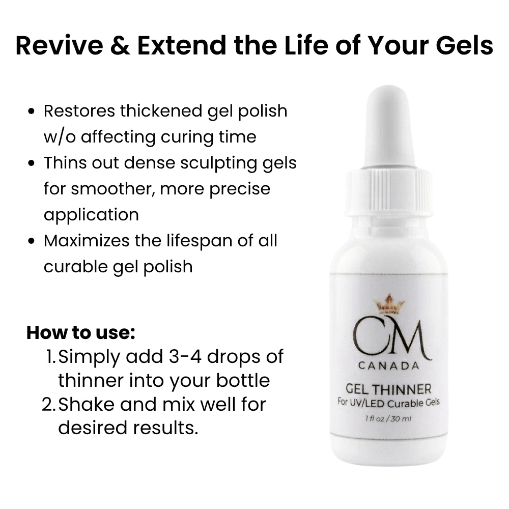 Gel Thinner for UV/LED Gels – Restores Thick Gel Polish CM Nails & Beauty Supply
