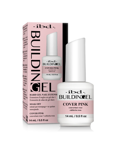 Ibd Building Gel Cover Pink nail extension kit with bottle and packaging on a white background