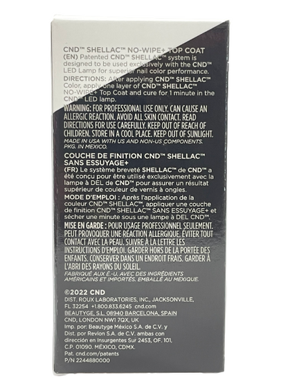 CND Shellac No Wipe+ Top Coat – 0.25 oz / 7.3 mL - CM Nails & Beauty Supply