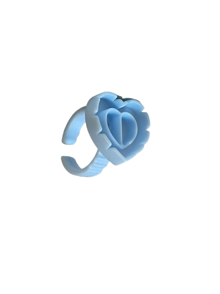 Blue  Heart  Flower | White Round |Volume Glue  Rings