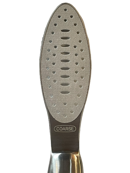 Dual Sided Foot File, Medium/Coarse (Round) MBI - 100% Stainless Steel - CM Nails & Beauty Supply