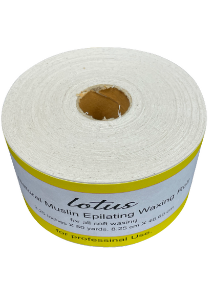Lotus Natural Waxing Muslin Roll | Wax Strip Natural Muslin Epilating - 3.25" x 50 yards - CM Nails & Beauty Supply