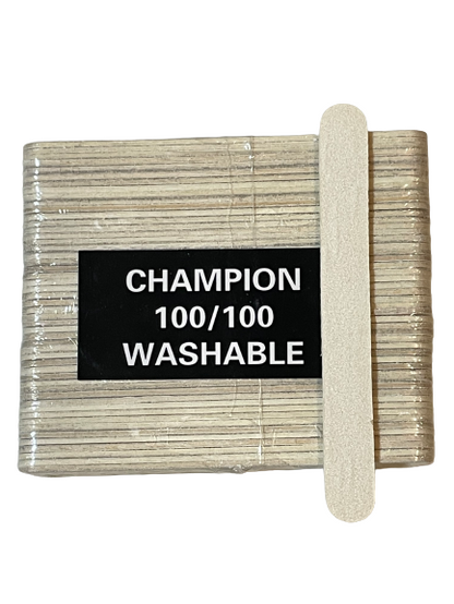 Mini Nail File - Champion Disposable | Zebra 100/100 Grit (50 Pcs) | - CM Nails & Beauty Supply