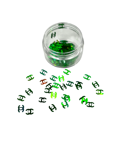 Nail Art Design - Iridescent Blue | Teal | Silver Rainbow | Chanel Gems 3D Nails - CM Nails & Beauty Supply